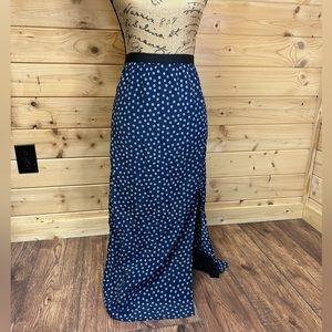 Sanctuary Blue Floral Print Midi Skirt with Side Split size M Elastic Waistband